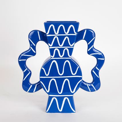 Kerámia váza 37,5x35,5 cm kék