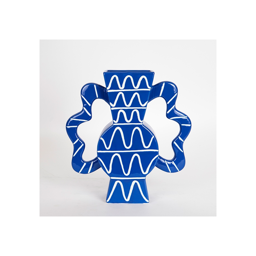 Kerámia váza 37,5x35,5 cm kék