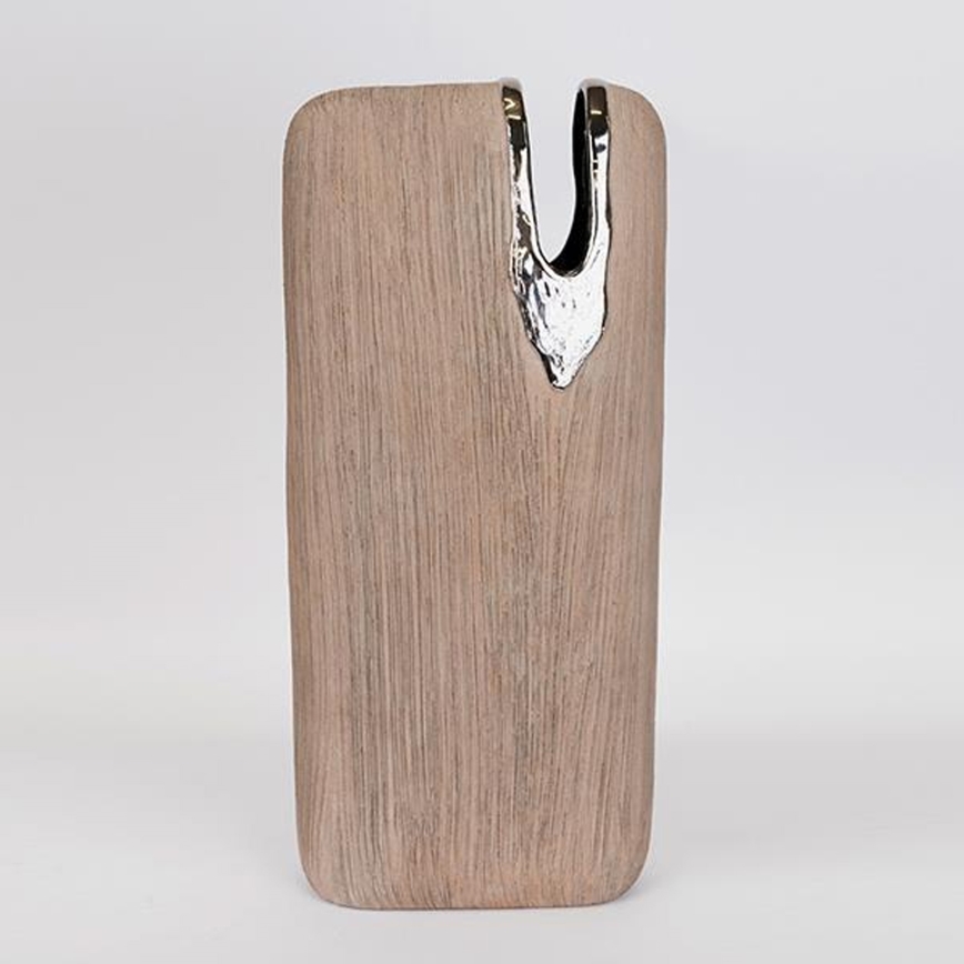 Kerámia váza 43x19,5x9,5 cm barna/ezüst
