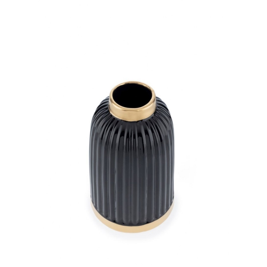 Kerámia váza ROSIE 20,5x12 cm fekete/arany