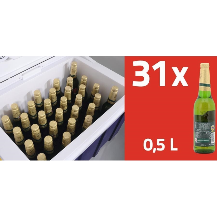 Kerekes hűtőláda 60W/230/12V 50 l kék/sárga