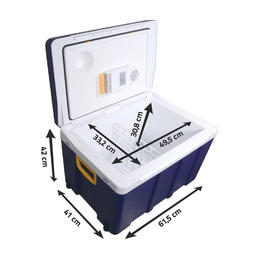 Kerekes hűtőláda 60W/230/12V 50 l kék/sárga