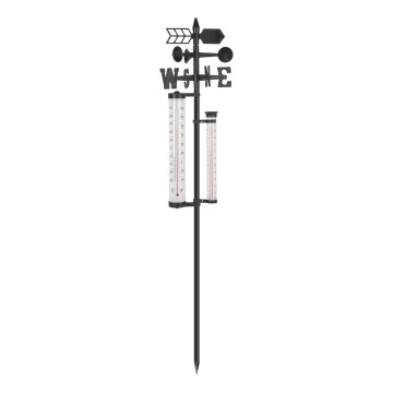 Kerti 3 az 1-ben időjárás-állomás, 145 cm, fekete