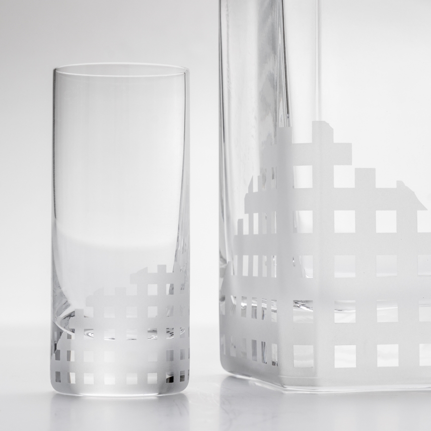 Készlet 1 x üvegpalack, 1 x dugó és 6x Felespohár átlátszó