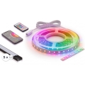 Készlet 1x 5 m-es NEO LITE MUSIC RGBW LED dimmelhető szalag (24W, 230V, IP65, Tuya Wi‑Fi) + 5x 1 m-es beépíthető profil (fekete/fehér) + távirányító
