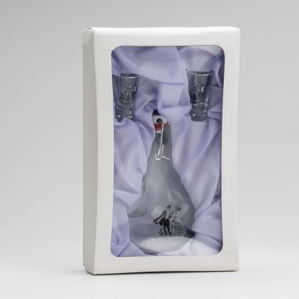 Készlet 1x nagy palack + 2x Felespohár átlátszó táncos motívummal