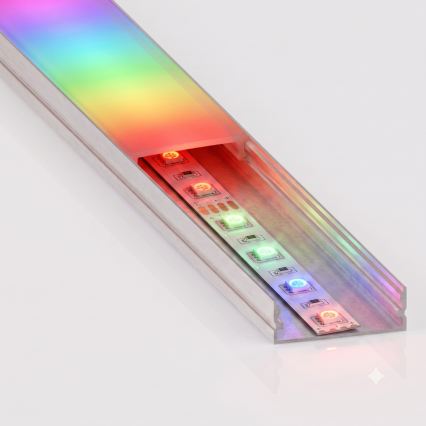 SZETT 1x dimmelhető LED RGBW szalag NEO LITE MUSIC LED/24W/230V 5 m IP65 Wi-Fi Tuya + 5x beépíthető profil 1 m ezüst/fehér + távirányító