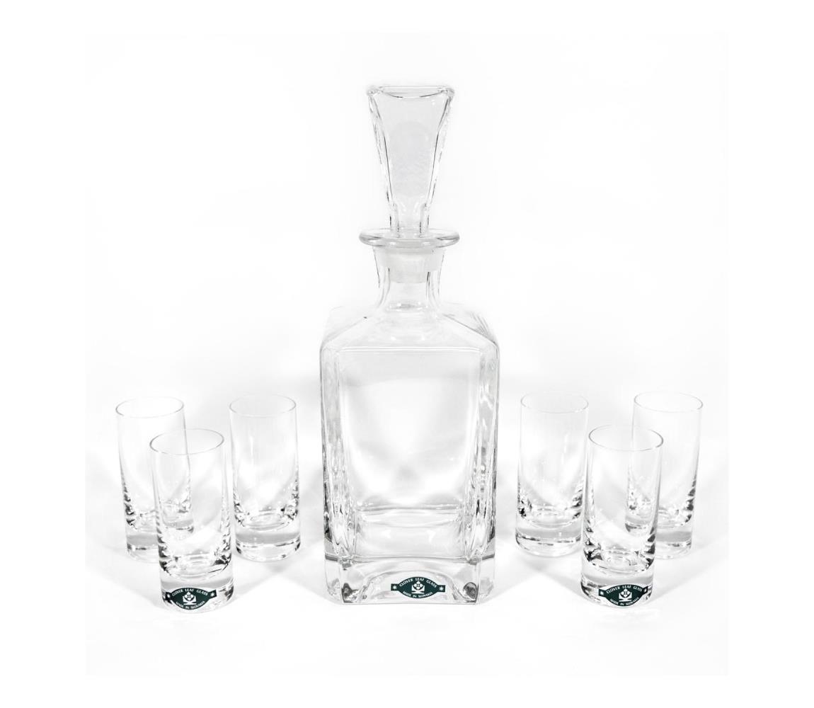 Készlet 1x üvegpalack, 1x üvegdugó és 6x felespohár átlátszó