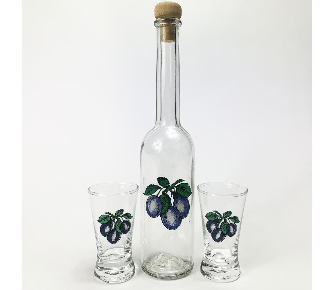 Készlet 1xüveg palack és 2x Felespohár átlátszó