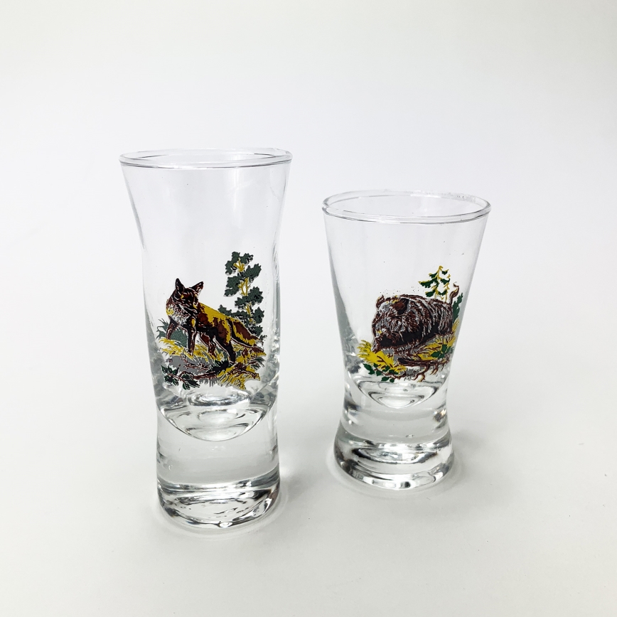 Készlet 1xüveg palack szögletes és 2x Felespohár átlátszó