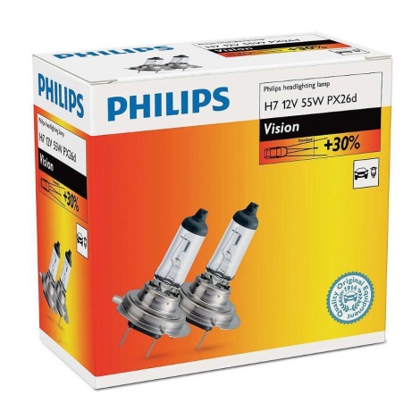 Készlet 2 x autó izzó Philips VISION 12972PRC2 H7 PX26d/55W/12V