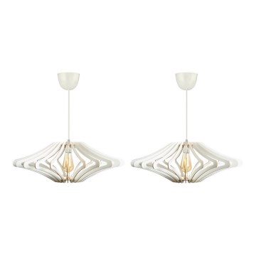 KÉSZLET 2x Csillár zsinóron 1xE27/60W/230V fehér átm. 47 cm