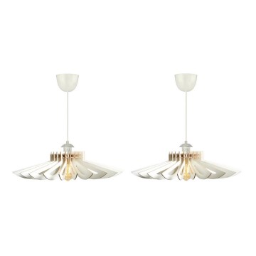 KÉSZLET 2x Csillár zsinóron 1xE27/60W/230V fehér átm. 52 cm