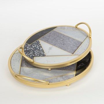 KÉSZLET 2x Dekoratív tálca átm. 35/30 cm arany