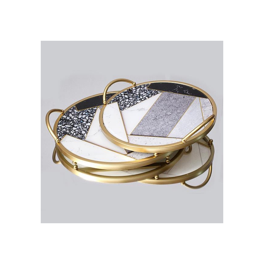 KÉSZLET 2x Dekoratív tálca átm. 35/30 cm arany