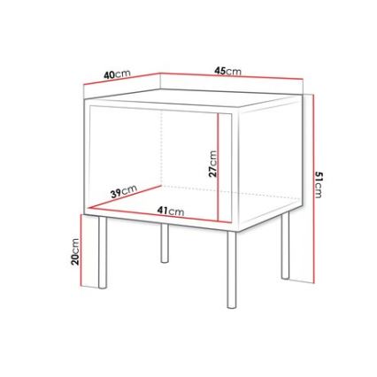 KÉSZLET 2x Éjjeliszekrény CORTINA 51x45 cm fekete