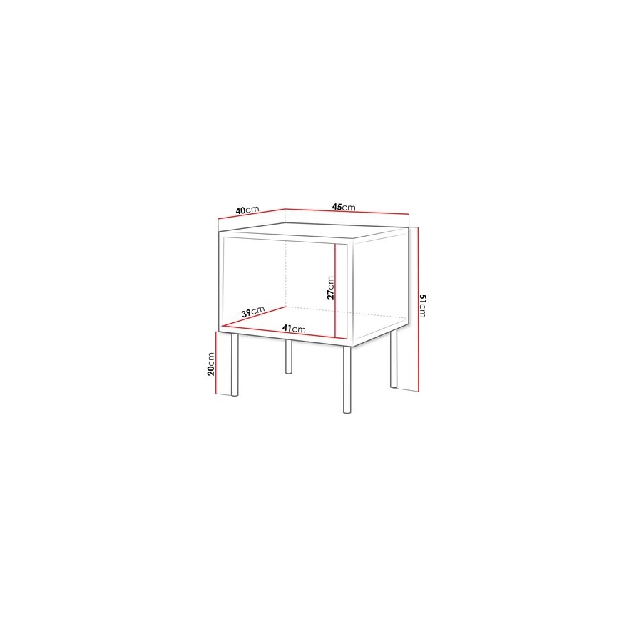 KÉSZLET 2x Éjjeliszekrény CORTINA 51x45 cm fekete