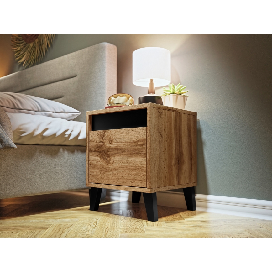 KÉSZLET 2x Éjjeliszekrény NORD 45x40 cm wotan tölgy/antracit