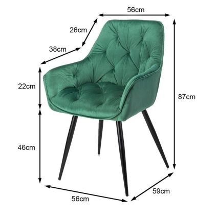 KÉSZLET 2x Étkezőszék HANA zöld