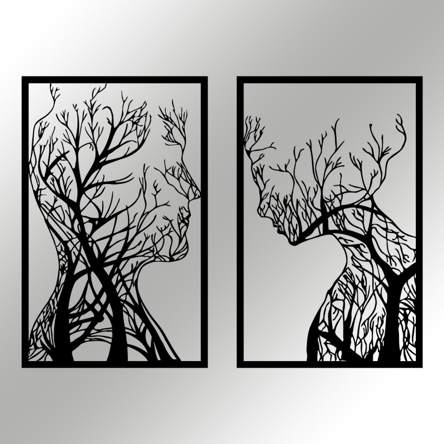 KÉSZLET 2x Fali dekoráció 86x63 cm Az élet fája fém