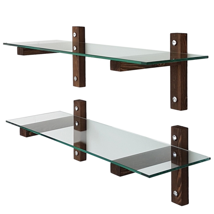 KÉSZLET 2x Fali polc 25x85 cm fenyő/átlátszó