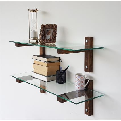 KÉSZLET 2x Fali polc 25x85 cm fenyő/átlátszó