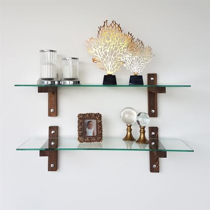 KÉSZLET 2x Fali polc 25x85 cm fenyő/átlátszó