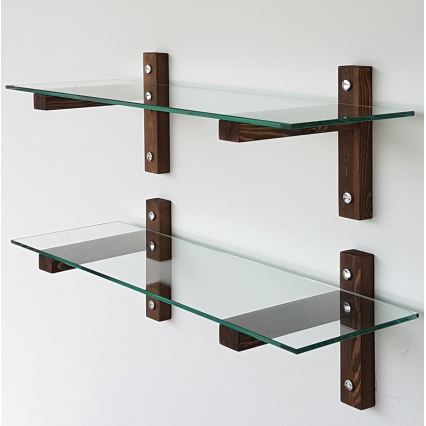 KÉSZLET 2x Fali polc 25x85 cm fenyő/átlátszó