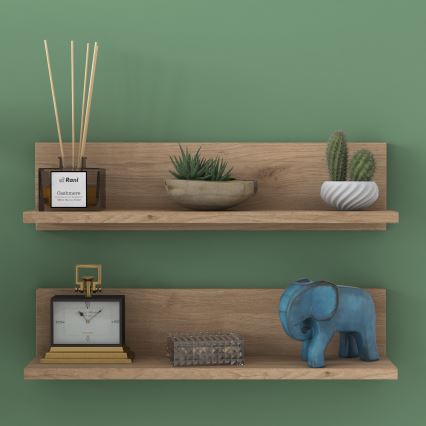 KÉSZLET 2x Fali polc 60x15 cm barna