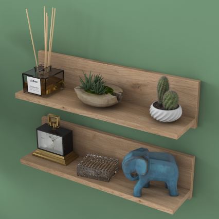 KÉSZLET 2x Fali polc 60x15 cm barna