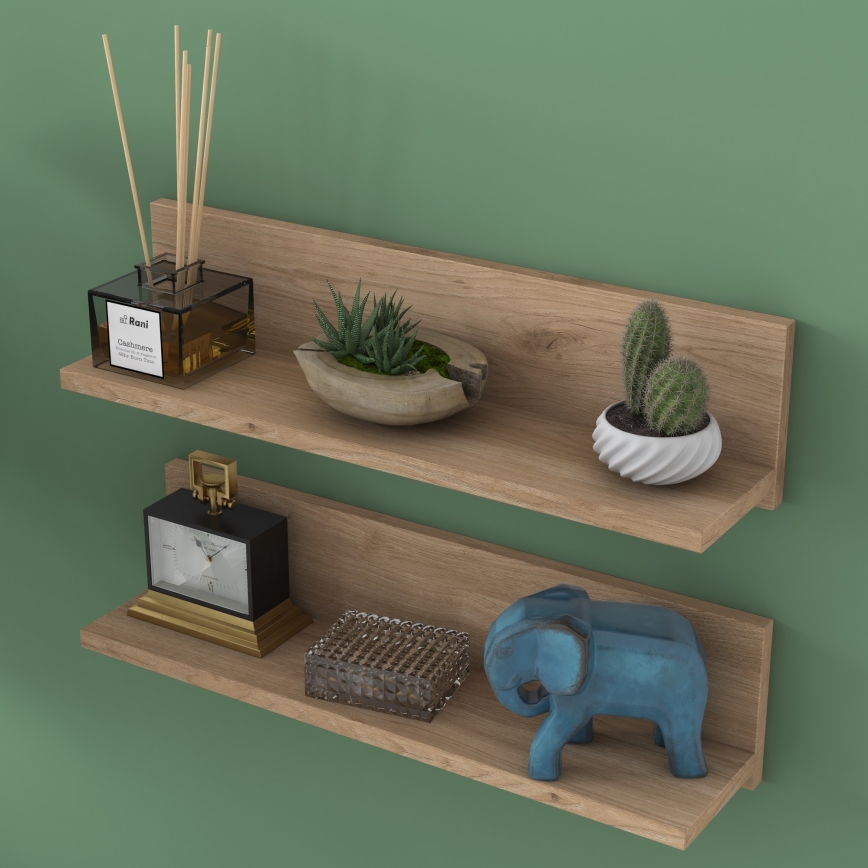 KÉSZLET 2x Fali polc 60x15 cm barna