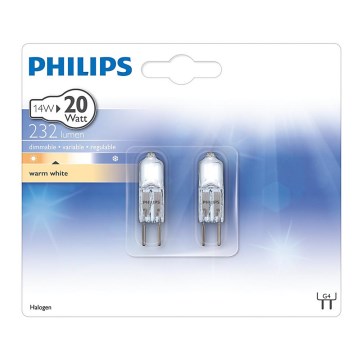 KÉSZLET 2x Halogén izzó Philips G4/14W/12V