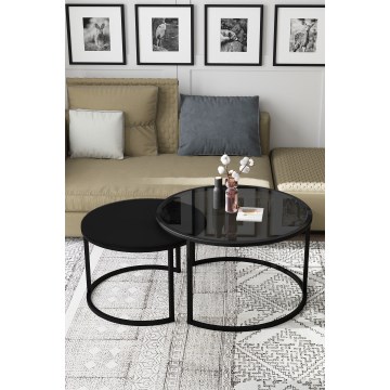 KÉSZLET 2x Kávésasztal BORA átm. 57/75 cm fekete