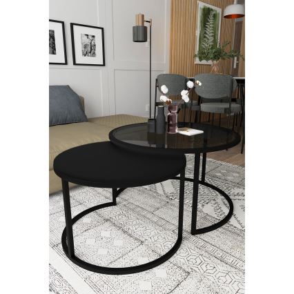 KÉSZLET 2x Kávésasztal BORA átm. 57/75 cm fekete