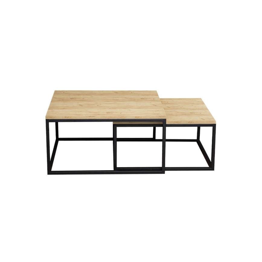 KÉSZLET 2x Kávésasztal DUAL arany tölgy/fekete