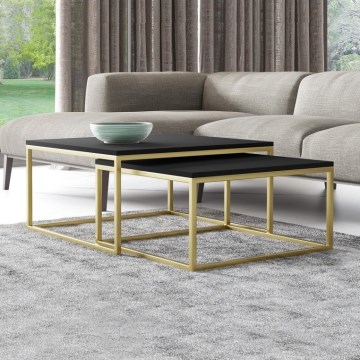 KÉSZLET 2x Kávésasztal DUAL fekete/arany