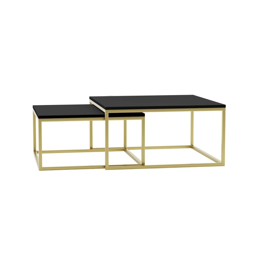 KÉSZLET 2x Kávésasztal DUAL fekete/arany