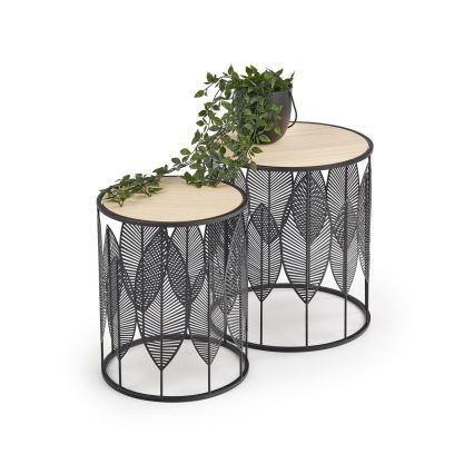 KÉSZLET 2x Kávésasztal FOLLA átm. 33/40 cm fekete