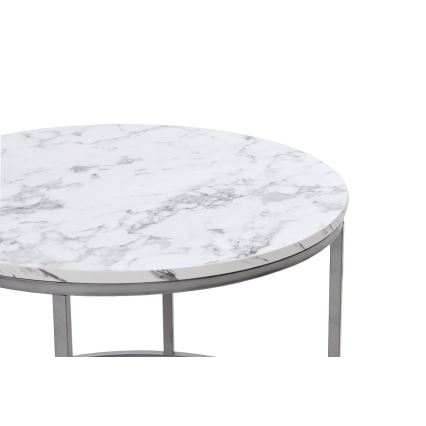KÉSZLET 2x Kávésasztal PAOLA átm. 38/60 cm szürke/márvány dekoráció