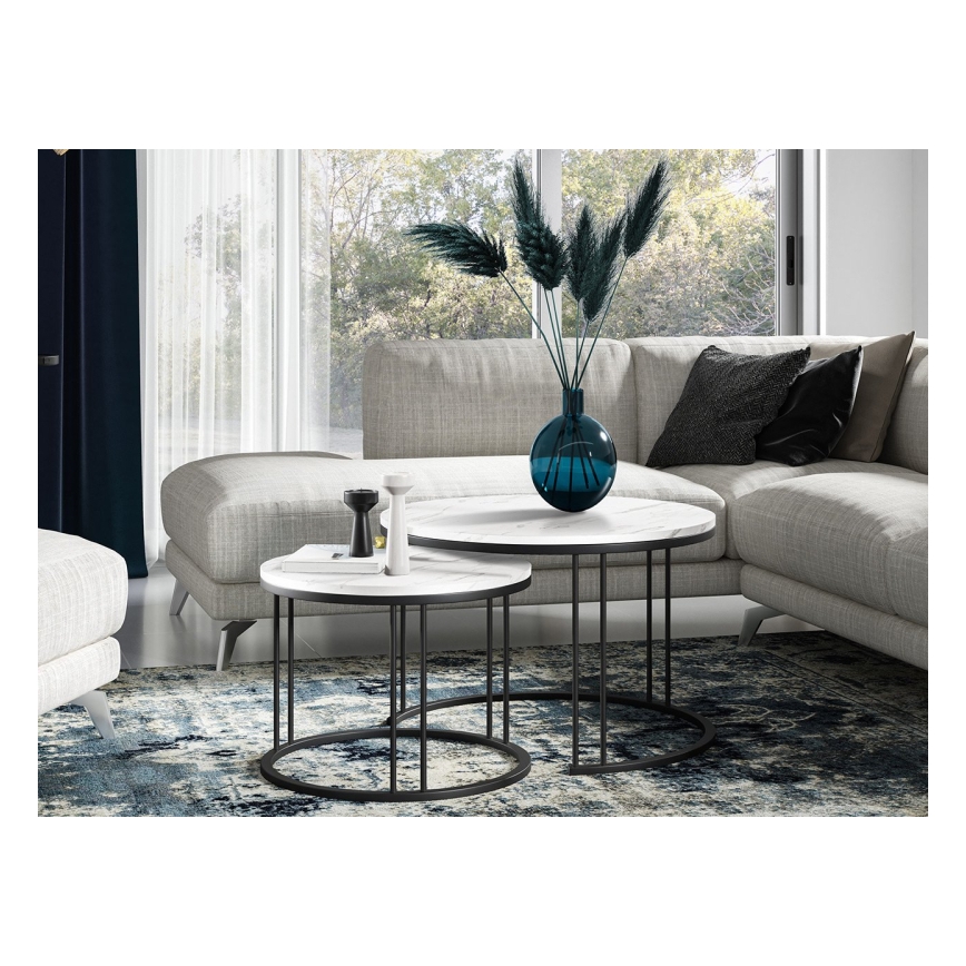 KÉSZLET 2x Kávésasztal RAGNAR fekete/fehér