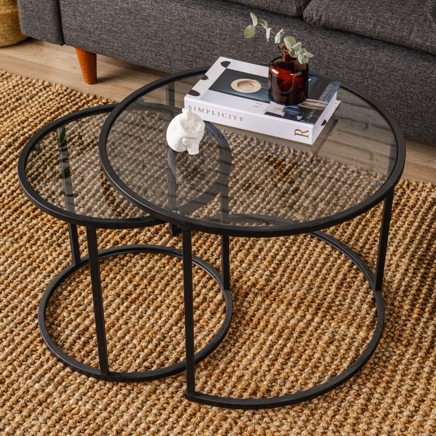 KÉSZLET 2x Kávésasztal TOKYO átm. 42/60 cm fekete