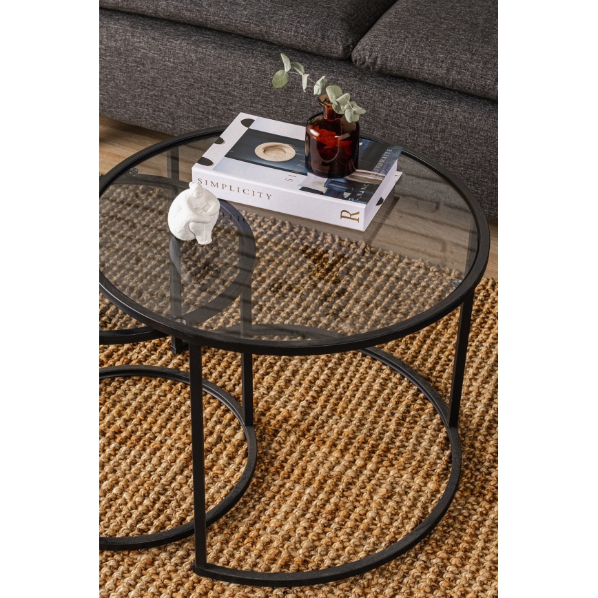 KÉSZLET 2x Kávésasztal TOKYO átm. 42/60 cm fekete