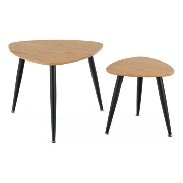 KÉSZLET 2x Kisasztal NICEA átm. 40/60 cm arany tölgy/fekete