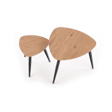 KÉSZLET 2x Kisasztal NICEA átm. 40/60 cm arany tölgy/fekete