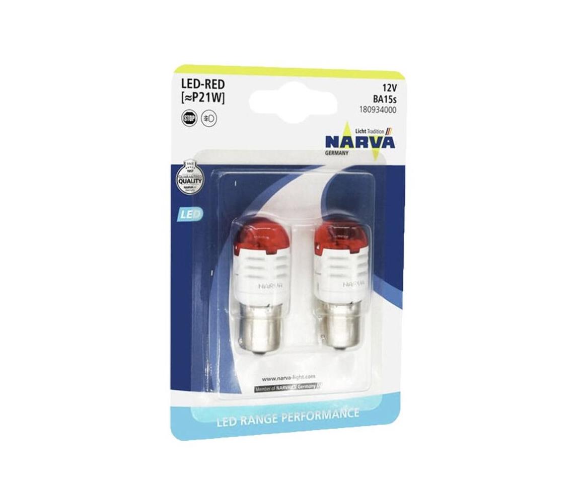 KÉSZLET 2x LED Autó izzó P21W BA15s/1,75W/12V piros