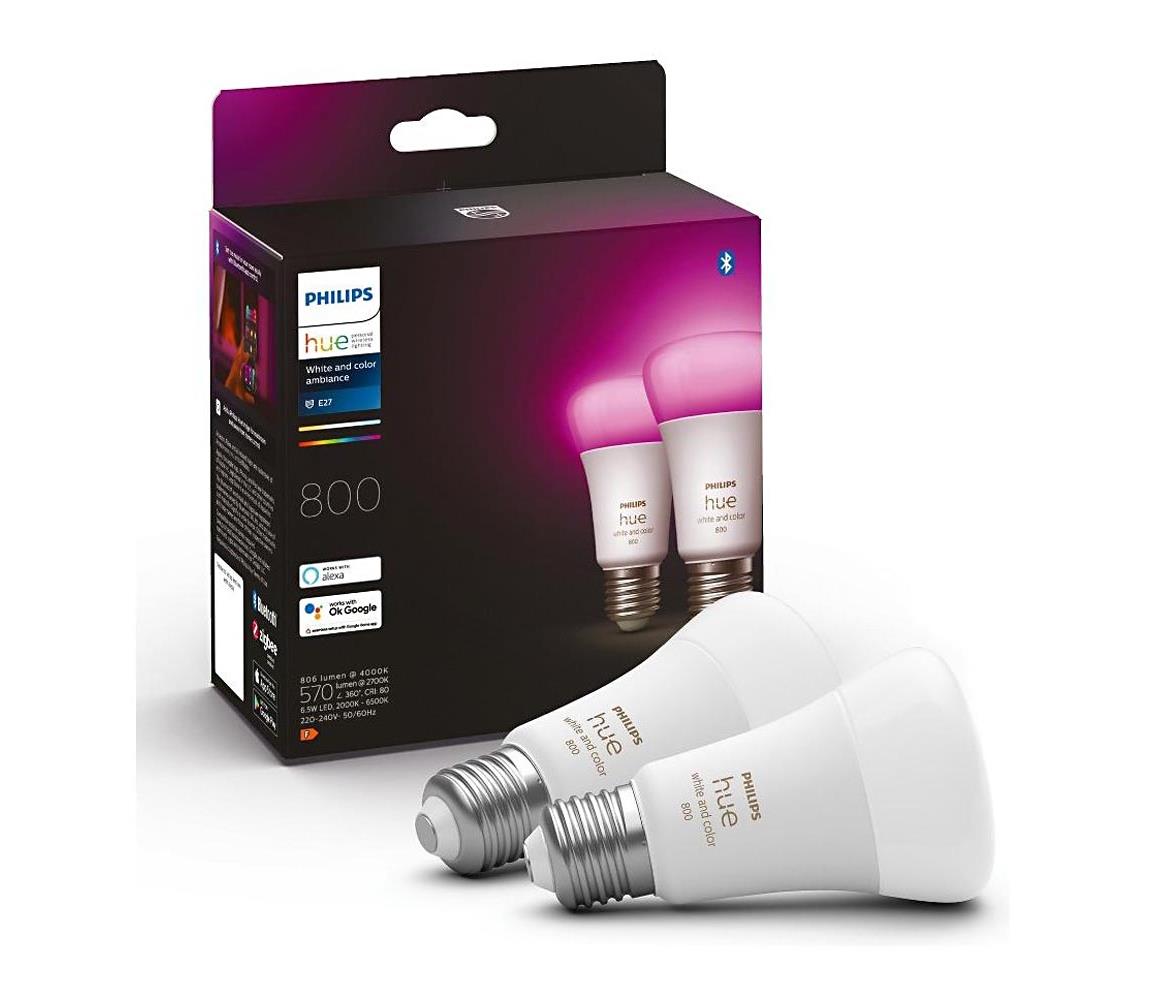 Philips KÉSZLET 2x LED Dimmelhető izzó Philips Hue WACA A60 E27/6,5W/230V 2000