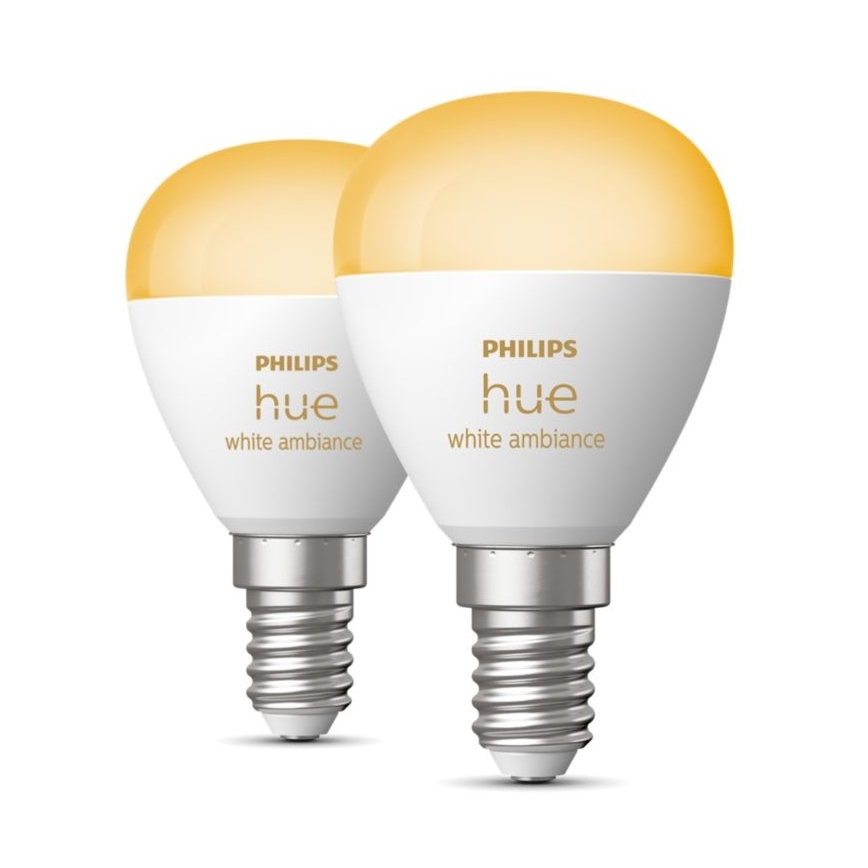 KÉSZLET 2x LED Dimmelhető izzó Philips Hue WHITE AMBIANCE P45 E14/5,1W/230V 2200-6500K