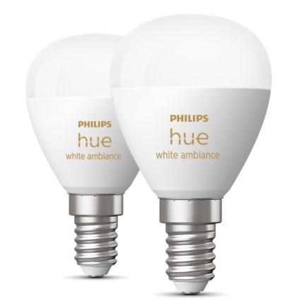 KÉSZLET 2x LED Dimmelhető izzó Philips Hue WHITE AMBIANCE P45 E14/5,1W/230V 2200-6500K
