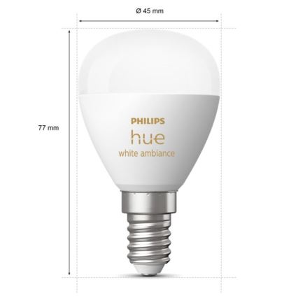 KÉSZLET 2x LED Dimmelhető izzó Philips Hue WHITE AMBIANCE P45 E14/5,1W/230V 2200-6500K