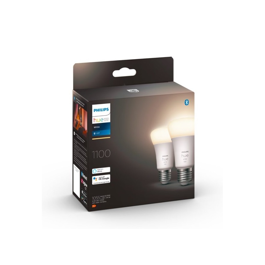 KÉSZLET 2x LED Dimmelhető izzó Philips Hue WHITE E27/9,5W/230V 2700K